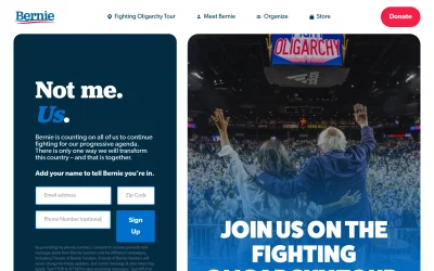 berniesanders.com screenshot