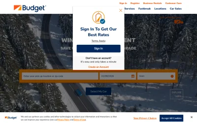 budget.com screenshot