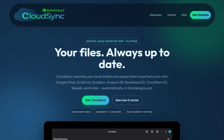 Preview of cloudsync.seravault.com