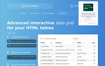 Preview of datatables.net