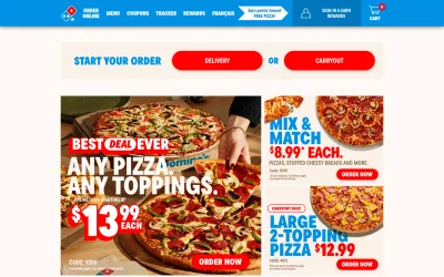 dominos.com screenshot