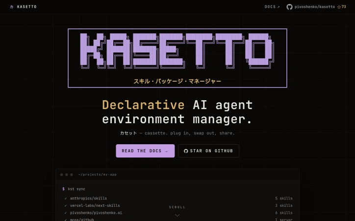 Preview of kasetto.dev