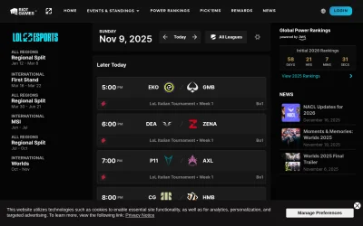 lolesports.com screenshot