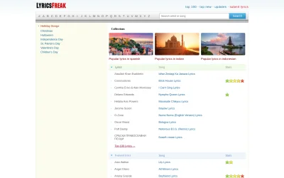 Preview of lyricsfreak.com