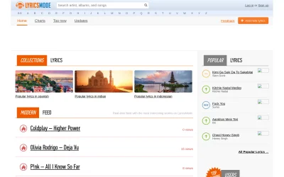 lyricsmode.com screenshot