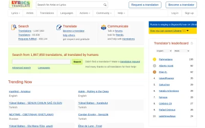 lyricstranslate.com screenshot