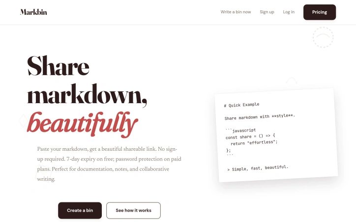 markbin.net screenshot