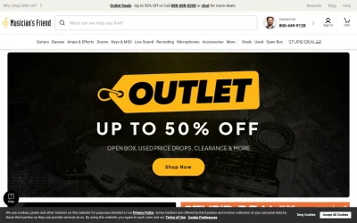 musiciansfriend.com screenshot