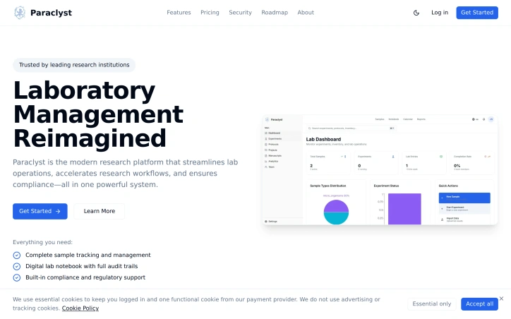 paraclyst.com screenshot