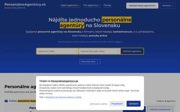 personalneagentury.sk screenshot