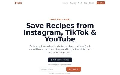 Preview of pluckrecipes.com