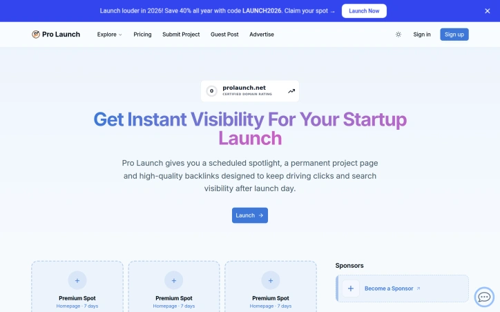 Preview of prolaunch.net