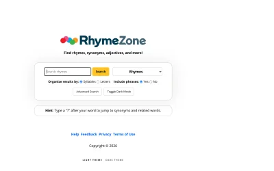 rhymezone.com screenshot