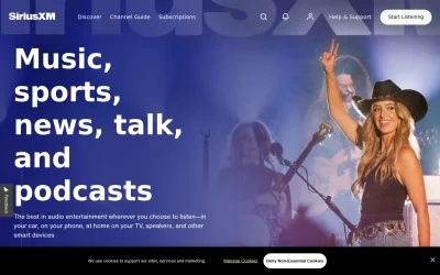 siriusxm.com screenshot