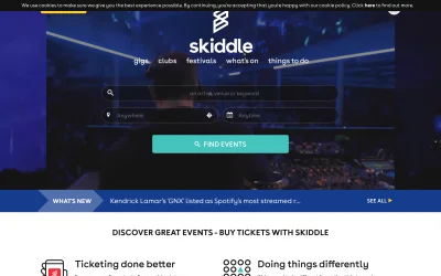 skiddle.com screenshot