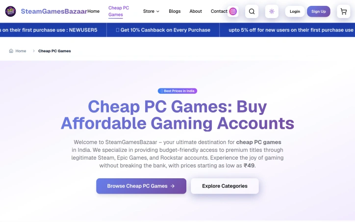 Preview of steamgamesbazaar.com