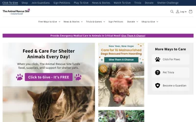 theanimalrescuesite.com screenshot