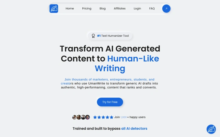 umanwrite.com screenshot