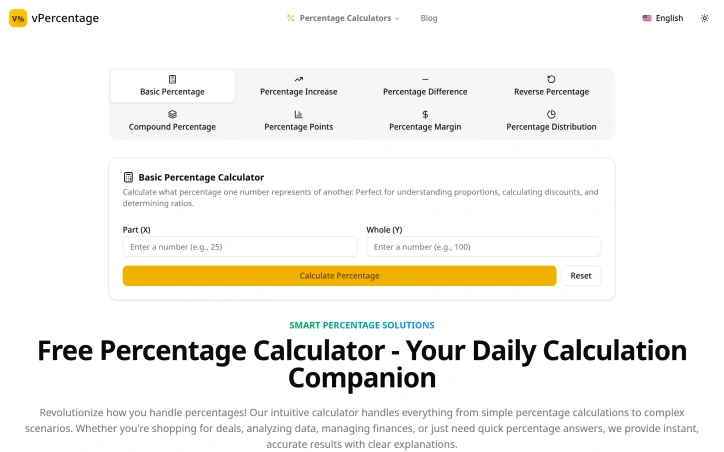 vpercentage.com screenshot