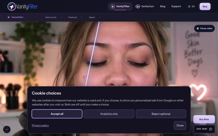 www.vanityfilter.com screenshot