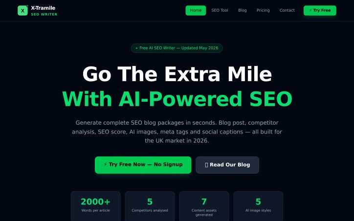 x-tramile.co.uk screenshot
